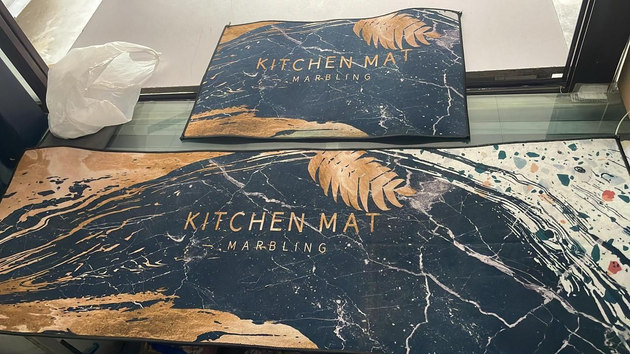 🧵 Rubber Floor Mat with Runner – Geometric Pattern