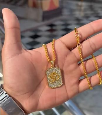 🕉️Gold Plated Om Diamond Pendant with Chain