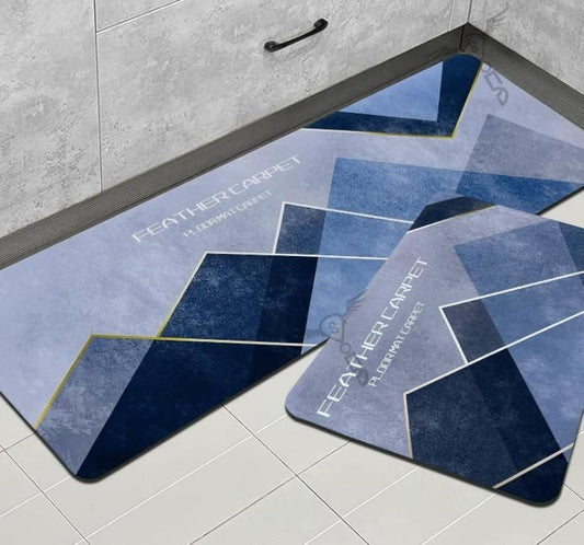 🧵 Rubber Floor Mat with Runner – Geometric Pattern