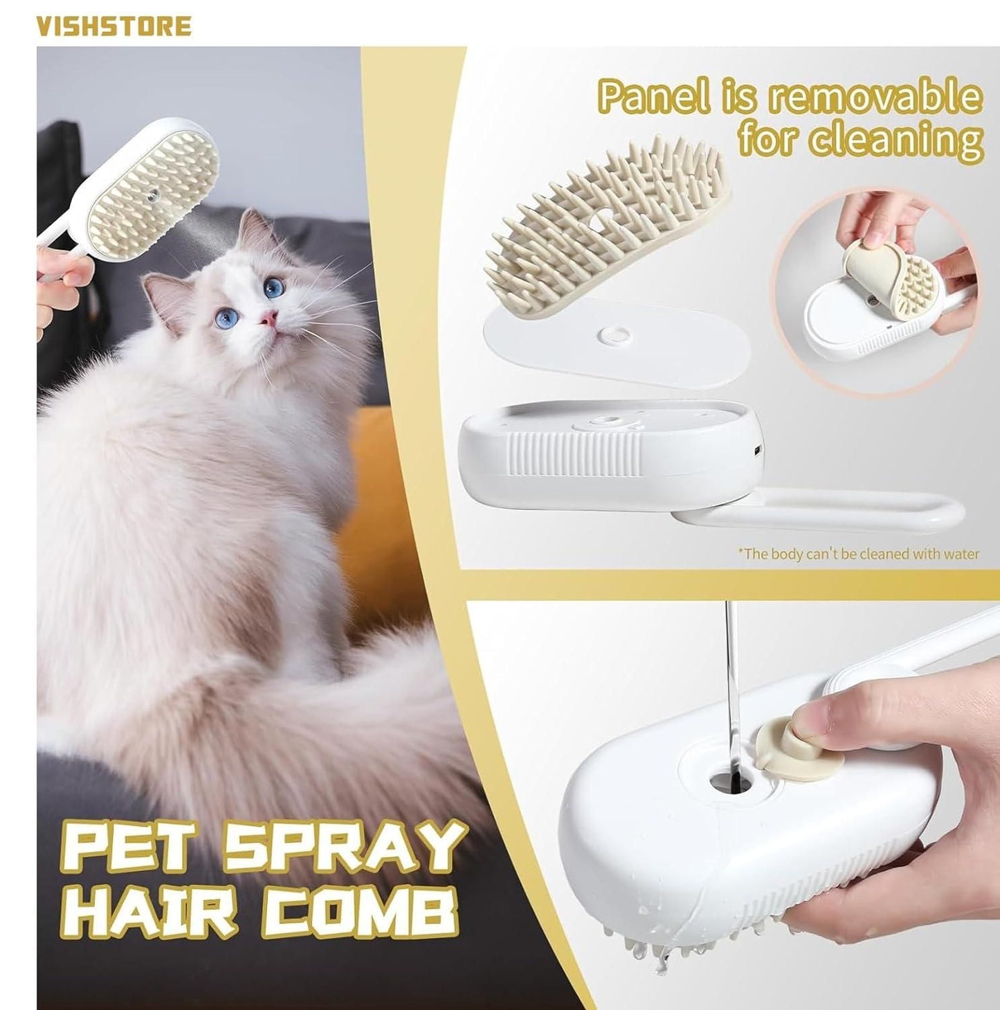 🐕🐈 Gentle Grooming - Steam Brush for Dogs & Cats
