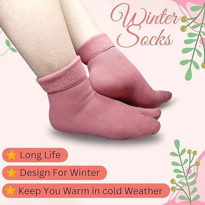🧦❄️ Fleece Calf Length Winter Socks for Women &amp; Girls